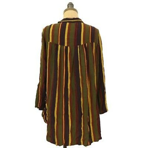 Mango Half Button Top Size 4 Long Sleeve Shirt Striped Multi Textured EUC B36 - Picture 3 of 5